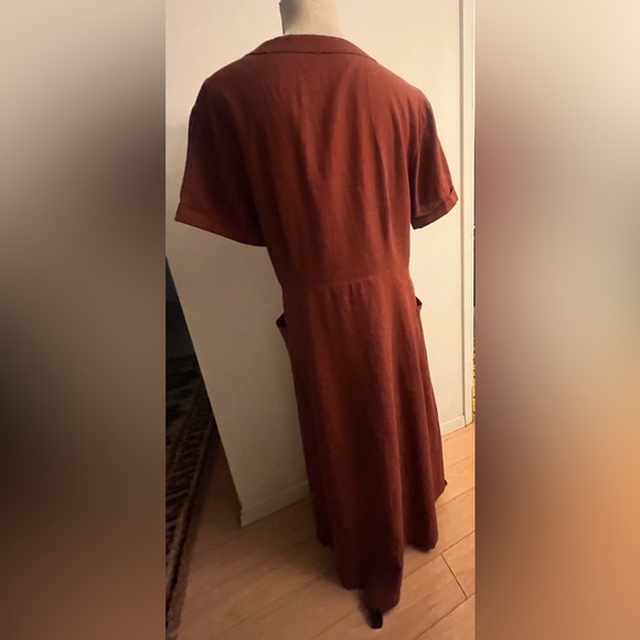 Handmade Linen dress Rust Midi XL - Picture 4 of 7